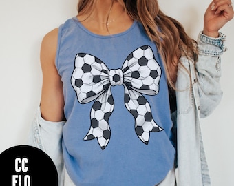 Camiseta sin mangas de fútbol con lazo, Camiseta sin mangas de fútbol Comfort Colors® Coquette, Camiseta sin mangas de jugador de fútbol, Camiseta sin mangas de mamá de fútbol, Camiseta sin mangas de fútbol a la moda