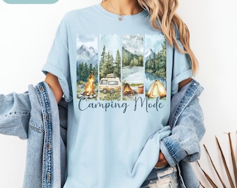 Camping Mode T-shirt Comfort Colors® Brushstroke Camping Shirt, Camping Tee, Camping Gifts, Happy Camper T-shirt, Cute Camping Tshirt,