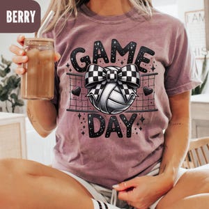 Volleyball Game Day Shirt, Comfort Colors® Coquette Volleyball Shirt, Checkered Volleyball Tee,  Volleyball Player Tee, Volleyball Mama Gift