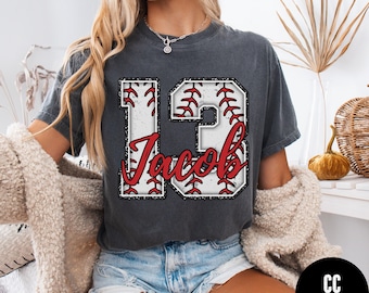 Custom Baseball Name and Number Shirt, Comfort Colors® Baseball Mama Shirt, Personalized Baseball Tee, Baseball Dad