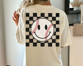 Comfort Colors® Smiley Face Baseball Shirt, Gameday Baseball Shirt, Happy Face Shirt, Baseball Mom's, Parent's T-shirt, Baseball Fan T-shirt