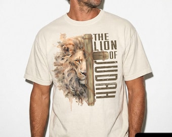 Lion Of Judah Shirt, Comfort Colors® Christian Men's Shirt, Father's Day Gift, Jesus T-shirt, Men's Christian Apparel