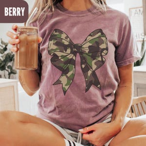 Coquette Camo Shirt, Comfort Colors® Camouflage Bow Shirt, Hunting Wife Tee, Old School Camo Bow, Trendy Fall Tee for Women