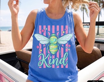 Bee Kind Tank Top, Comfort Colors® Summer Bee Kindness Tank, Preppy Bee Kind Tank