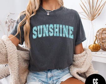 Retro Sunshine Shirt, Comfort Colors® Summer Sunshine T-Shirt, Beach Vacay Shirt, Cute Summer Shirt, Palm Tree Print Sunshine Shirt,