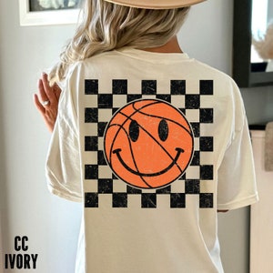 Smiley Face Basketball Shirt, Basketball Shirt, Comfort Colors®, Basketball Mom's, Basketball Player Tee, Game Day Shirt, Basketball Lovers