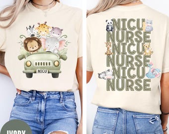 NICU NURSE Shirt, Comfort Colors® Baby Zoo Animals Nicu Rn Shirt, Neonatal Intensive Care Unit, Registered Nurse Shirt, Nurse Appreciation