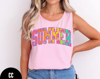 Retro Summer Tank Top, Comfort Colors® Groovy Daisy Tank, Summer Vacation Tank Top, Floral Tank Top, Women's' Summer Tank