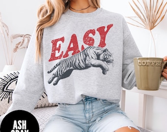 Easy Tiger Sweatshirt, Retro Tiger Sweater, Oversized Tiger Sweater, Distressed Tiger Sweater, Trendy Boho Easy Tiger Sweatshirt