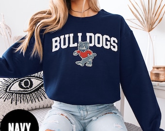 Custom Bulldogs Mascot Sweatshirt, Retro Bulldogs Mascot Sweatshirt, Your School Colors Bulldogs Sweatshirt