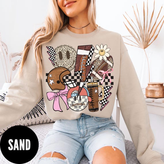 Football Lovers Sweatshirt, Leopard Football Sweatshirt, Football Fan Sweatshirt, Football Mama Sweatshirt, Game Day  Football Sweatshirt