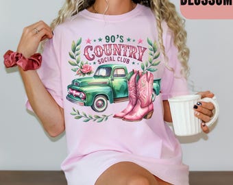 90's Country Music Social Club Shirt, Comfort Colors® Retro  Western Tee, Country Music Lovers Tee, Old Country Music Tee, Cowgirl's Tee