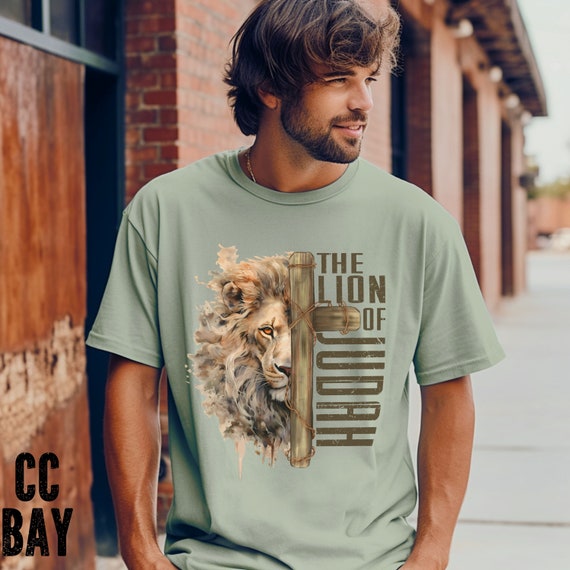Lion Of Judah Shirt, Comfort colors, Christian Men's Shirt, Father's Day Gift, Religious T-shirt, Men's Christian Apparel, Greater Is He Tee