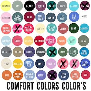 Puede incluir: Una carta de colores con una variedad de colores en muestras circulares. Cada muestra tiene un nombre de color impreso en blanco. El texto "COMFORT COLORS COLOR'S" est&aacute; en la parte inferior.