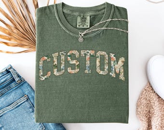Custom Floral T-Shirt, Comfort Colors® Women's Floral Shirt, Aesthetic Floral Custom Tee, Custom Name Tee, Custom Wildflower Tee, Nana Shirt