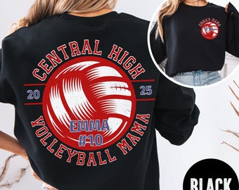 Custom Volleyball Sweatshirt, Volleyball Mama Sweater, School Name, Kid's Name and Number Sweater, Dad Sweatshirt, Volleyball Mom Sweater