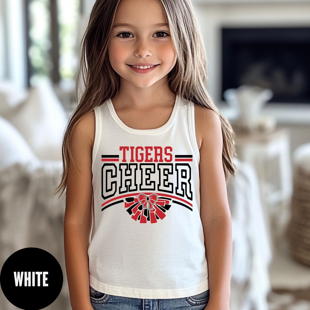 Youth Custom Cheer Tank Top | Kids Cheerleading Pom Pom Design ...