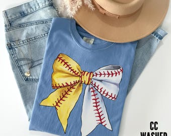 Custom Coquette Softball Baseball Mom Shirt, Comfort Colors® Ballpark Mama Of Both Tee, Personalized Glitter Name, Baseball, Softball Shirt