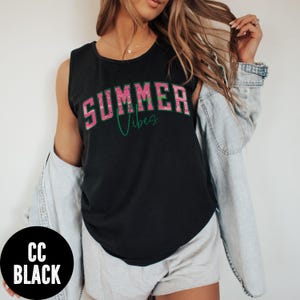 Summer Vibes Tank Top, Comfort Colors® Watermelon Print Tank, Trendy Girl Tank, Women&#39;s Summer Tank, Cute Summer tank, Pink Summer Tank Top