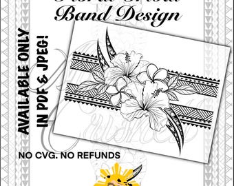 Diseño tribal floral polinesio @ByAlohaCrishell (BLANCO Y NEGRO)
