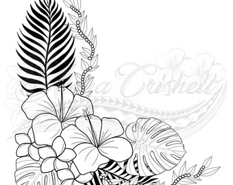 Flores tropicales, borde de esquina por @AlohaCrishell