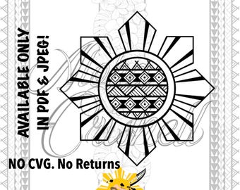 Sol filipino con diseño tribal @ByAlohaCrishell, archivo digital