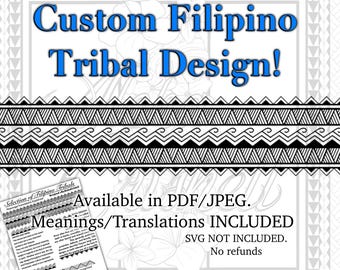 Filipino Band Design Digital File, meanings/translations included
