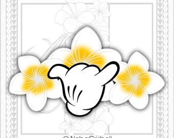 Diseño de plumeria tropical/hawaiana de Mickey de Disney @ByAlohaCrishell