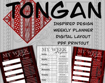 Planificador semanal diseñado en Tonga Diseño digital/Impresión en PDF