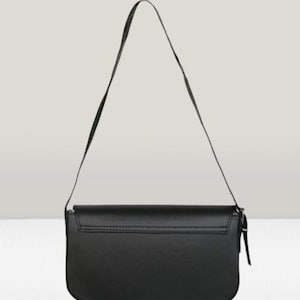 Stylish women's black flap baguette bag, shoulder bag  Woman Bag, Stylish Purse, Classic Bag, Trendy Bag