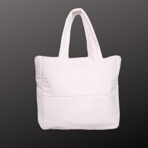 Embossed puff tote bag | White, White Tote Bag with Embossed Pattern, Women's Fashion Handbag, Shoulder Purse Shoulder Bag, Women's Handbag