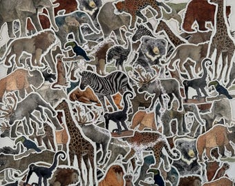 Original Art Animal Stickers - Durable Vinyl, Laminated
