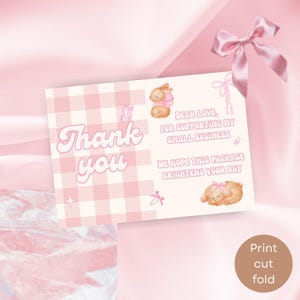 Pink coquette thank you card printable