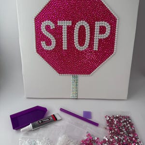 Stop Sign Bedazzle Rhinestone DIY Art Canvas Kit