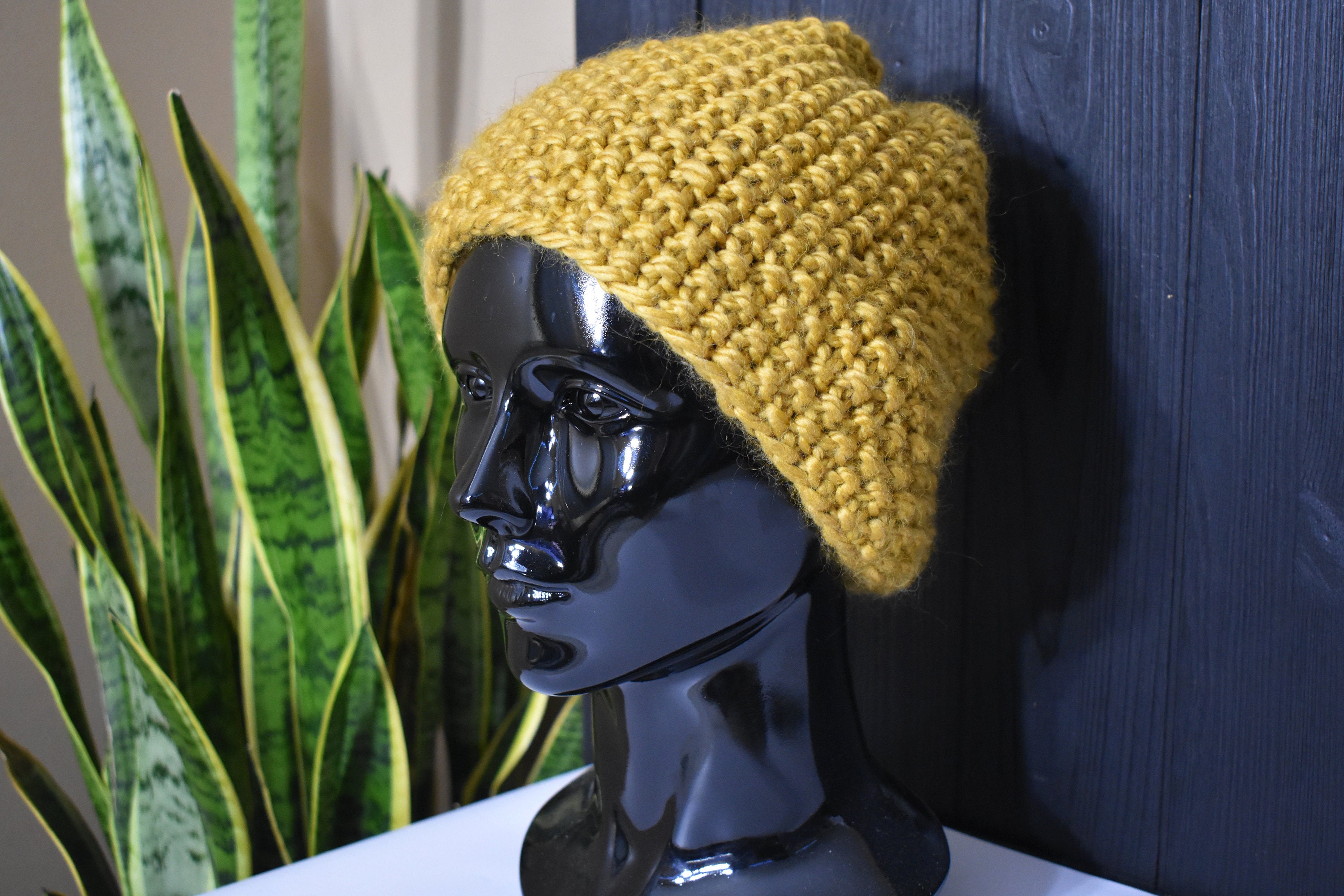 Handmade Chunky Knit Yellow Beanie Montagna | Canary Yellow Chunky Knitted Rib Beanie | In  main image 4