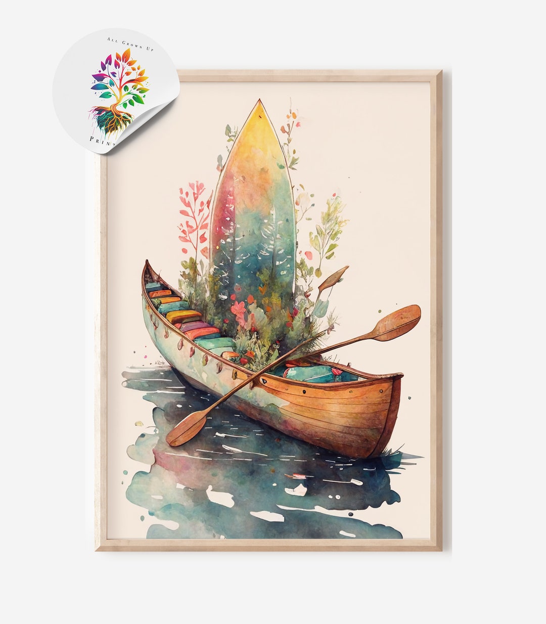 Canoe Prints Single Printable Hiking Prints Watercolor Etsy