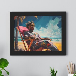 Juice WRLD Rapper Poster Framed Canvas wooden frame Painting Wall Art Decor  Living Room Bedroom Study Home Decoration Prints (No Frame)