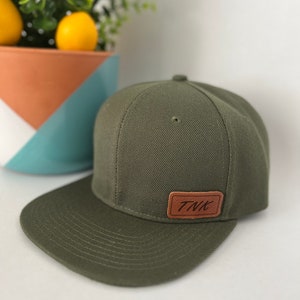 Custom initial hat custom name hat leather patch toddler infant adult matching hats snapbacks