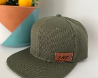 Custom initial hat custom name hat leather patch toddler infant adult matching hats snapbacks