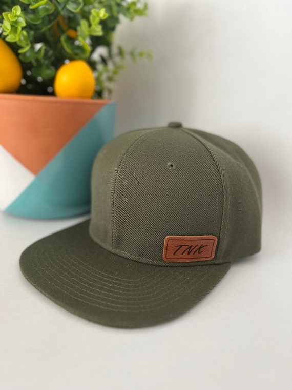 Custom initial hat custom name hat leather patch toddler infant adult matching hats snapbacks