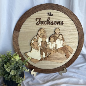 Personalized 3D family wood portrait, custom illustration