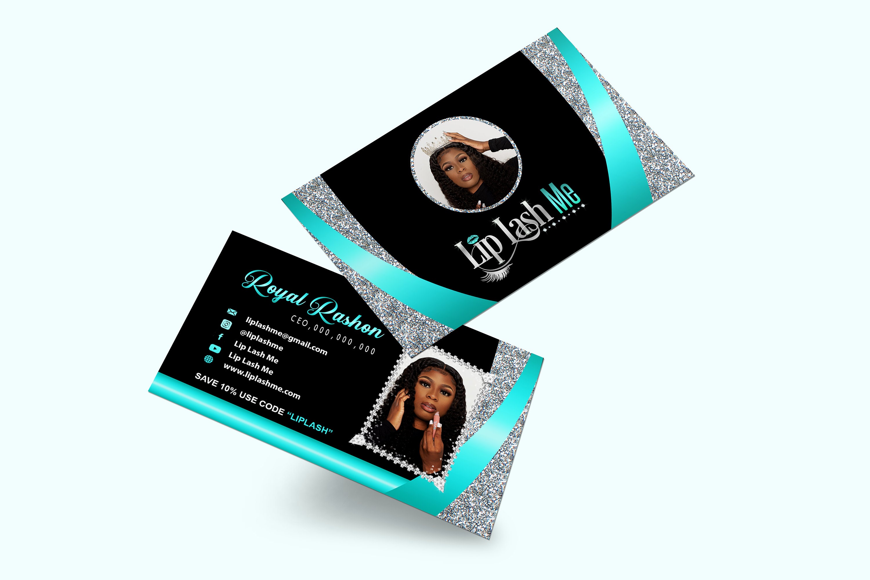 Bling Business Cards, Beauty Business Card, Glitter Sparkle Business