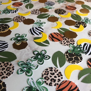 JUNGLE ANIMAL SAFARI Table Scatter Confetti / Wild One / Animal Print / One is Bananas / Cheetah Tiger Giraffe Zebra