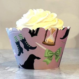 Wicked Movie Theme Cupcake Wrappers - Witch Pink & Green Party Decor for Magical Events