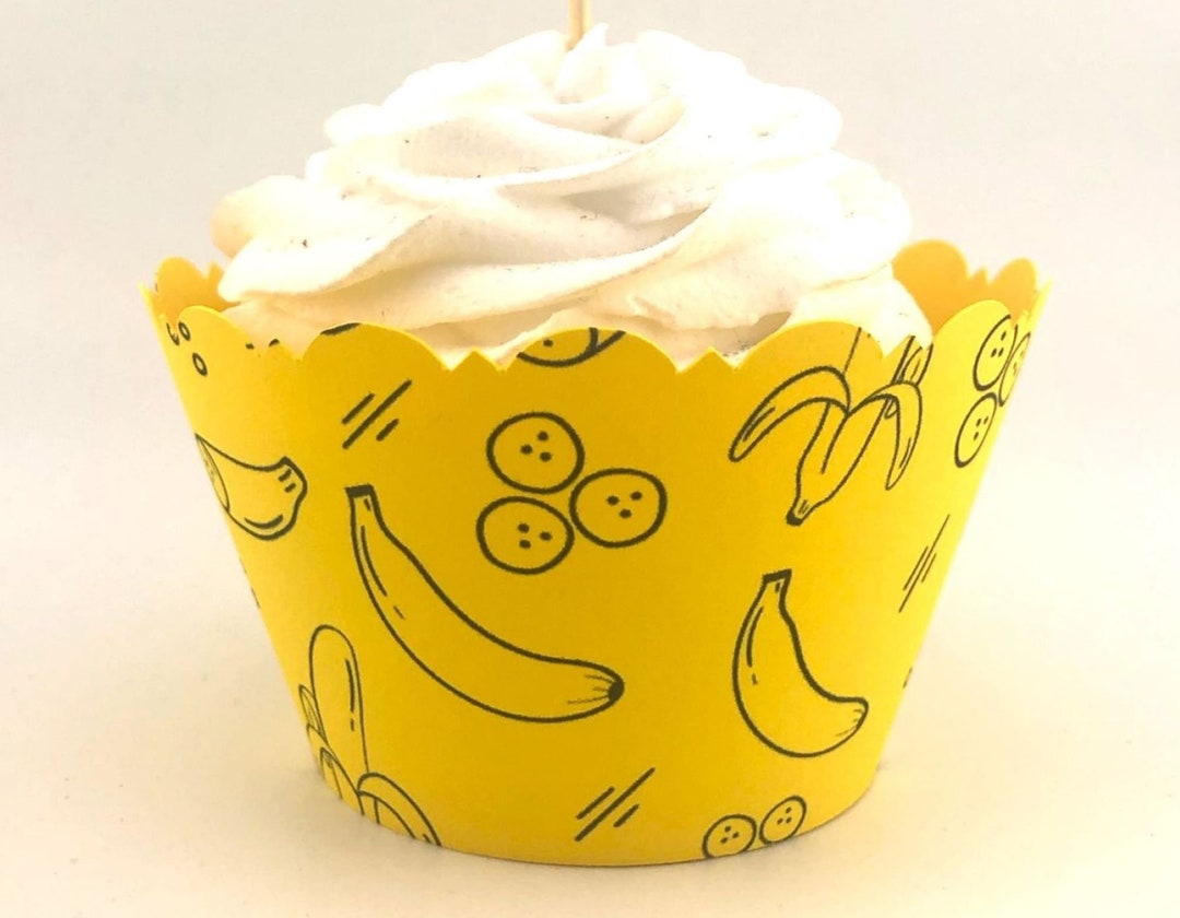ONE is BANANAS MONKEYS Cupcake Wrappers Scalloped Edge Smooth Finish ...