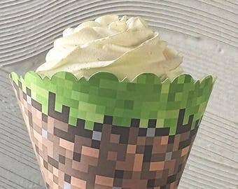 24st Pixel Cupcake Wrappers, Videogame Thema Cupcake Liner Wrapping