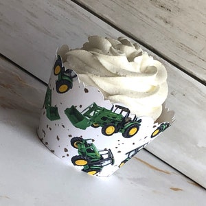 Oh Deere! Cupcake Wrappers - Scalloped Edge, Smooth Finish for Birthday Party, Cute Farmer Theme Decor