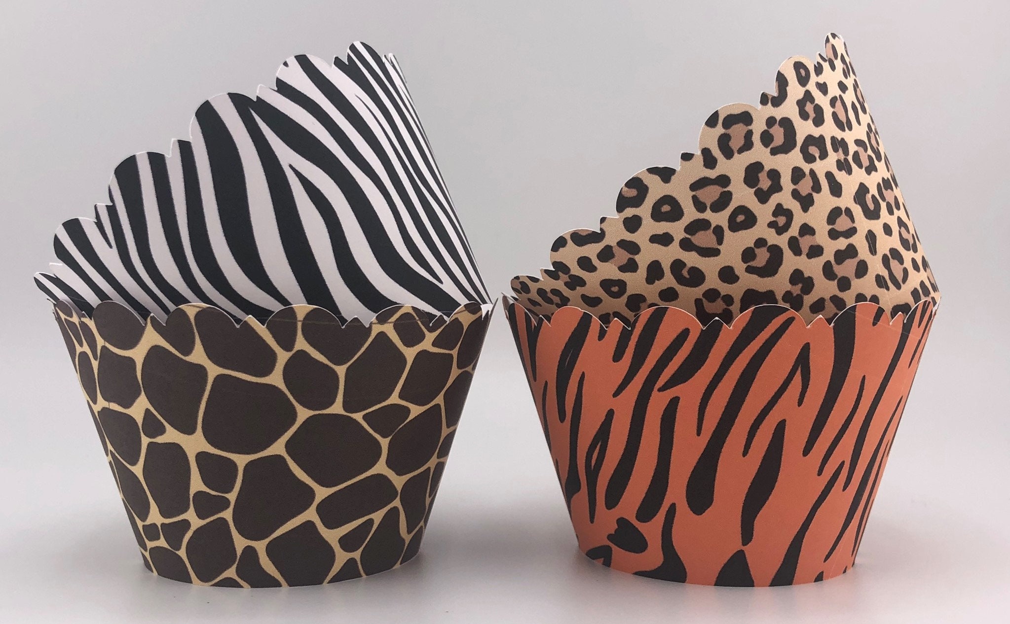 JUNGLE SAFARI ANIMAL Print Cupcake Wrappers / Scalloped Edge - Etsy