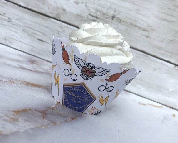 Wizard Cupcake Wrappers - Scalloped Edge, Smooth Finish, HP Inspired - Perfect for Parties & Magical Celebrations