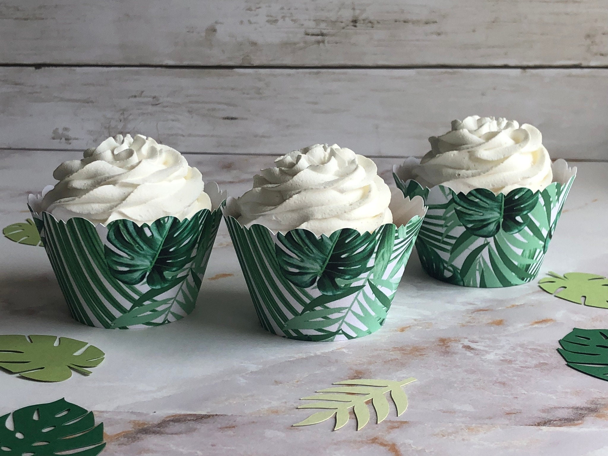 JUNGLE LEAVES SAFARI Cupcake Wrappers Scalloped Edge Smooth Etsy
